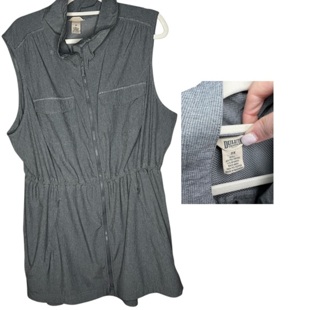 Duluth Trading Co Gray Sleeveless Vest with Mandarin Collar 2X